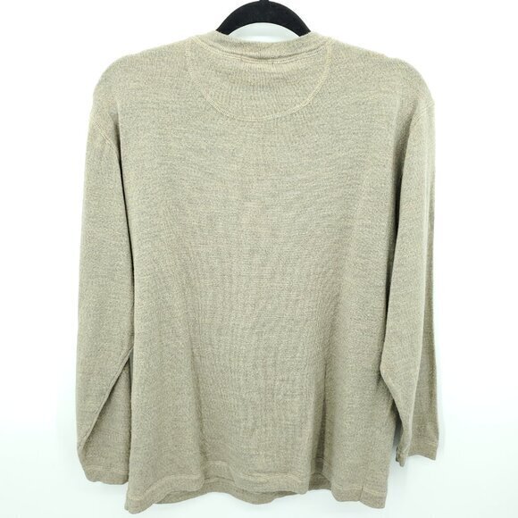 VTG 90s Banana Republic 100% Merino Wool V-Neck Sweater M Tan/Taupe - Picture 2 of 16